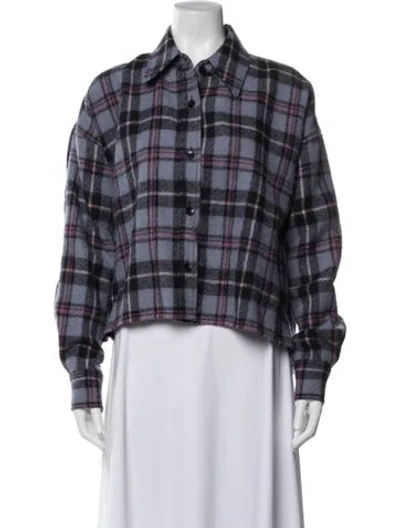 Pre-owned Isabel Marant Virgin Wool Plaid Print Jacket In Blue