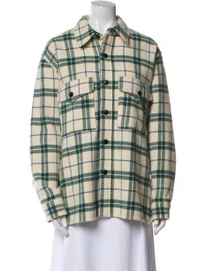Pre-owned Isabel Marant Virgin Wool Plaid Print Jacket In Green