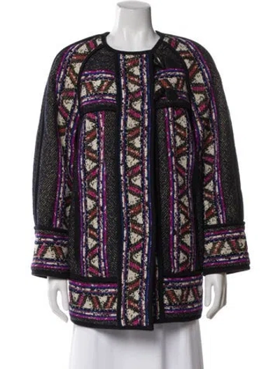 Pre-owned Isabel Marant Virgin Wool Printed Coat In Black