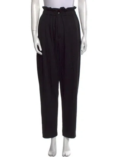 Pre-owned Isabel Marant Virgin Wool Straight Leg Pants In Black