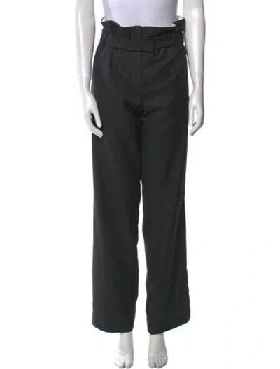 Pre-owned Isabel Marant Virgin Wool Straight Leg Pants In Black