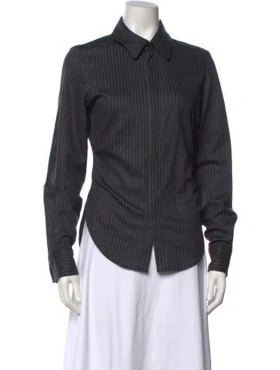 Pre-owned Isabel Marant Virgin Wool Striped Button-up Top In Grey
