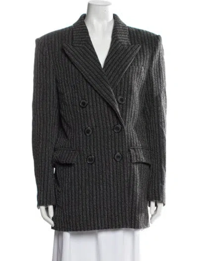 Pre-owned Isabel Marant Virgin Wool Striped Coat In Grey