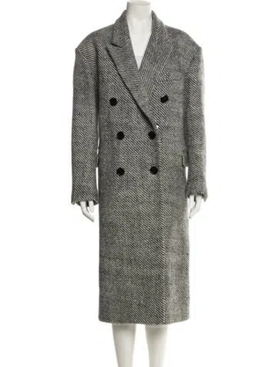 Pre-owned Isabel Marant Virgin Wool Striped Trench Coat In Gray