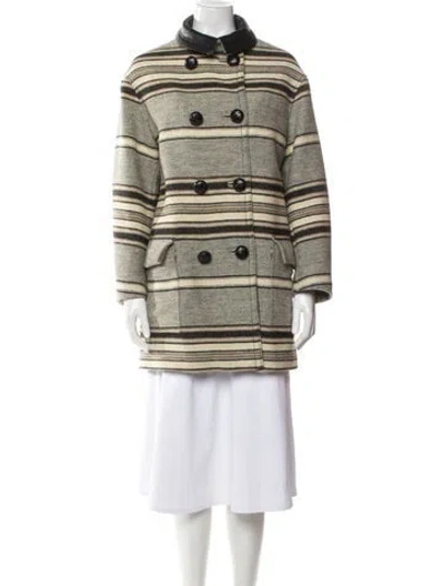 Pre-owned Isabel Marant Virgin Wool Striped Trench Coat In Neutral