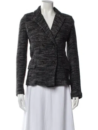 Pre-owned Isabel Marant Virgin Wool Tweed Pattern Blazer In Black