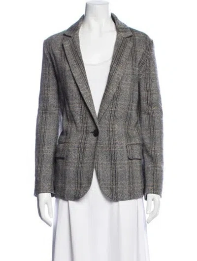 Pre-owned Isabel Marant Virgin Wool Tweed Pattern Blazer In Grey