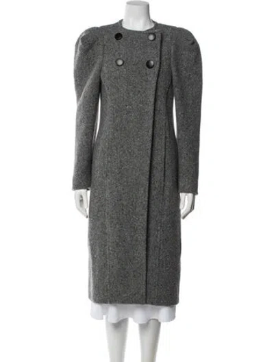 Pre-owned Isabel Marant Virgin Wool Tweed Pattern Coat In Gray