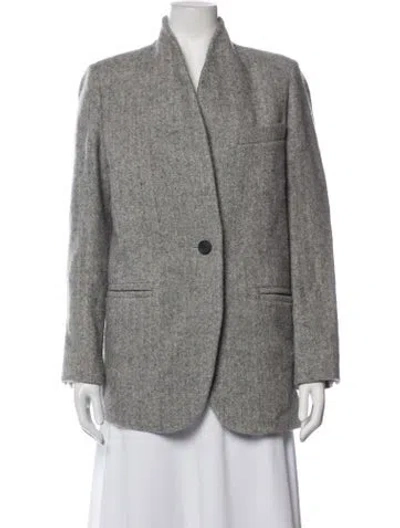 Pre-owned Isabel Marant Virgin Wool Tweed Pattern Coat In Grey