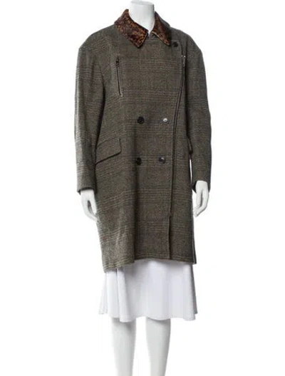 Pre-owned Isabel Marant Virgin Wool Tweed Pattern Coat In Neutral