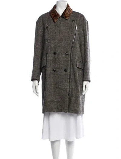 Pre-owned Isabel Marant Virgin Wool Tweed Pattern Coat In Neutrals