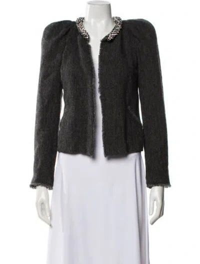Pre-owned Isabel Marant Virgin Wool Tweed Pattern Evening Jacket In Gray