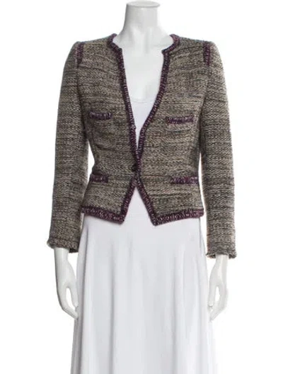 Pre-owned Isabel Marant Virgin Wool Tweed Pattern Jacket In Neutral