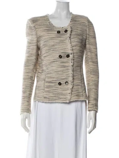 Pre-owned Isabel Marant Virgin Wool Tweed Pattern Jacket In Neutral