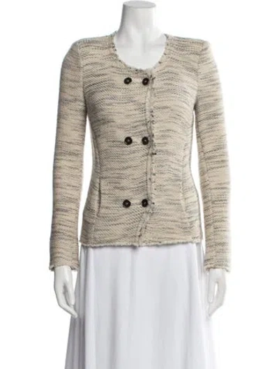 Pre-owned Isabel Marant Virgin Wool Tweed Pattern Jacket In Neutrals