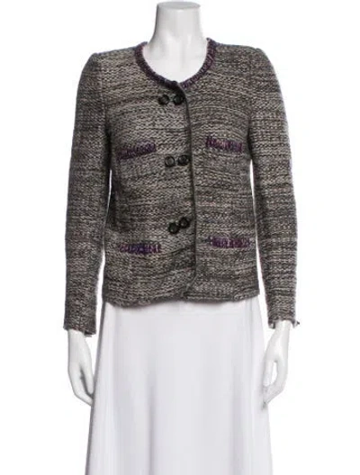 Pre-owned Isabel Marant Virgin Wool Tweed Pattern Jacket In Neutrals