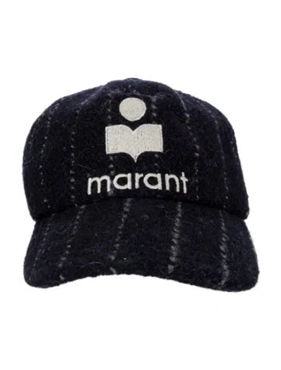 Pre-owned Isabel Marant Virgin Wool Tyron Cap With Embroidered Logo In Blue