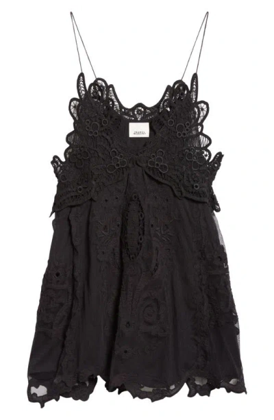 Isabel Marant Virginia Lace Spaghetti Strap Mini Slip Dress In Black |  ModeSens