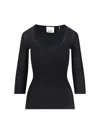 Isabel Marant Women Black Ribbed Crepe Knit Felicia Top In Multi