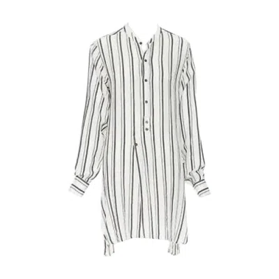 Pre-owned Isabel Marant Viscose Cotton Blend Grey Beige Stripe Tunic Casual Dress Fr38 S In Gray