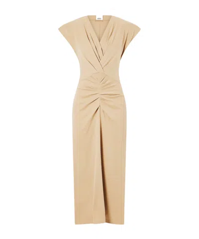 Isabel Marant V-neck Cap-sleeve Midi Dress In Nude