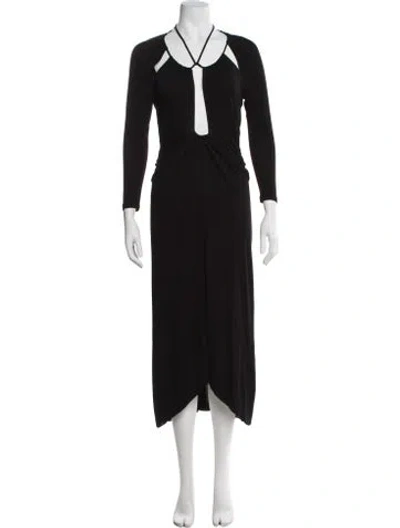 Pre-owned Isabel Marant V-neck Long Dress In Black