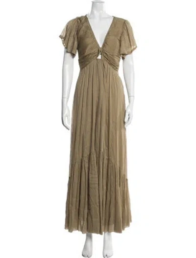 Pre-owned Isabel Marant V-neck Long Dress In Green