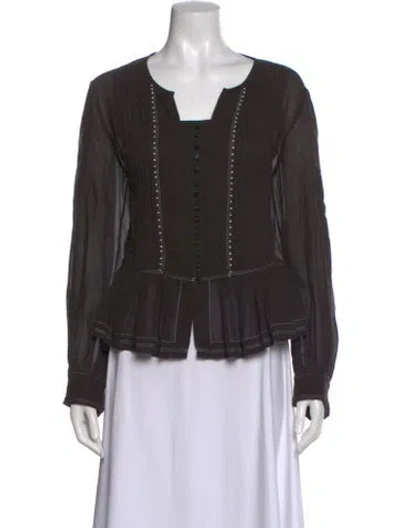 Pre-owned Isabel Marant V-neck Long Sleeve Blouse In Black