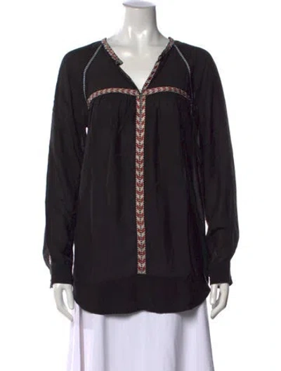 Pre-owned Isabel Marant V-neck Long Sleeve Blouse In Black