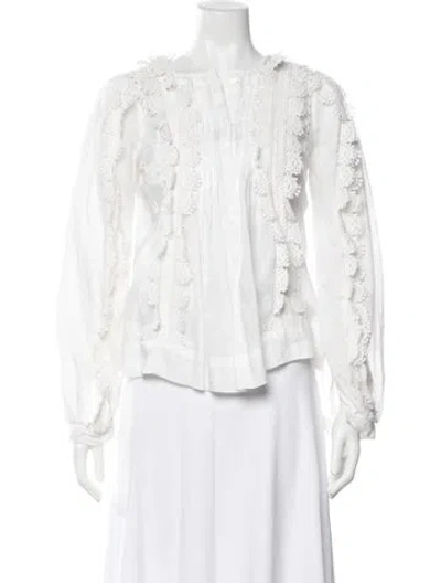 Pre-owned Isabel Marant V-neck Long Sleeve Blouse In Neutrals