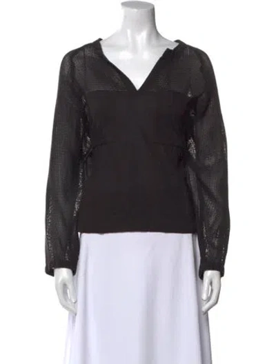 Pre-owned Isabel Marant V-neck Long Sleeve Top In Black