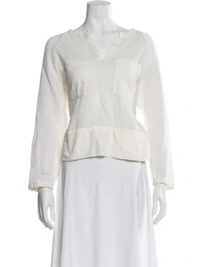 Pre-owned Isabel Marant V-neck Long Sleeve Top In White