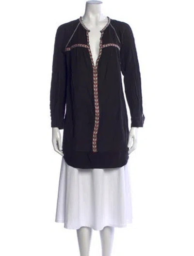 Pre-owned Isabel Marant V-neck Long Sleeve Tunic In Black