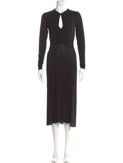 Pre-owned Isabel Marant V-neck Midi Length Dress In Black