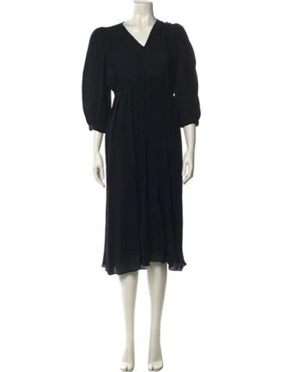 Pre-owned Isabel Marant V-neck Midi Length Dress In Black