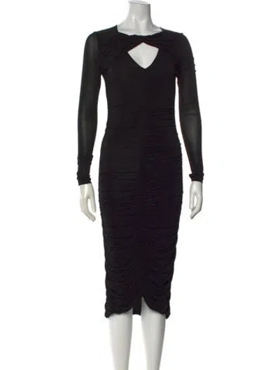 Pre-owned Isabel Marant V-neck Midi Length Dress In Black