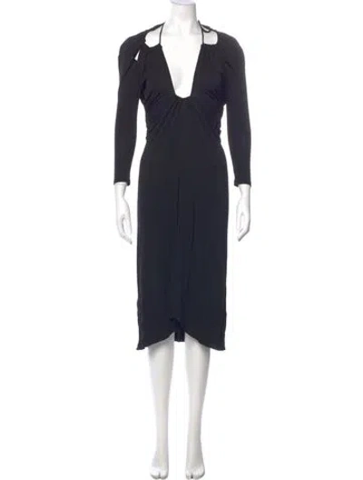 Pre-owned Isabel Marant V-neck Midi Length Dress In Blue