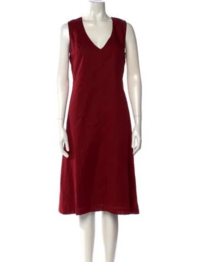 Pre-owned Isabel Marant V-neck Midi Length Dress In Burgundy