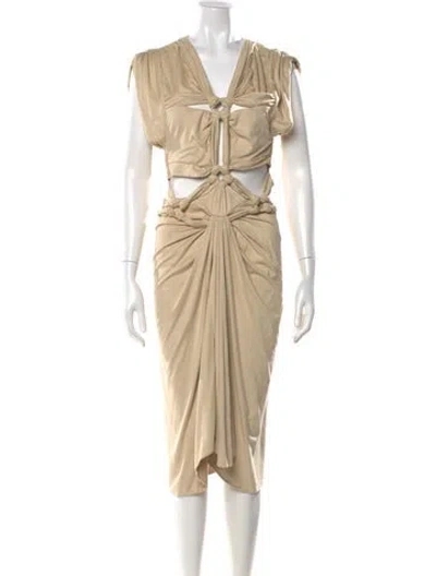 Pre-owned Isabel Marant V-neck Midi Length Dress In Neutral