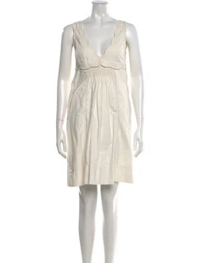 Pre-owned Isabel Marant V-neck Mini Dress In Neutral