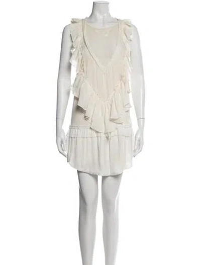 Pre-owned Isabel Marant V-neck Mini Dress In Neutral