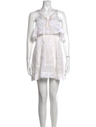 Pre-owned Isabel Marant V-neck Mini Dress In White