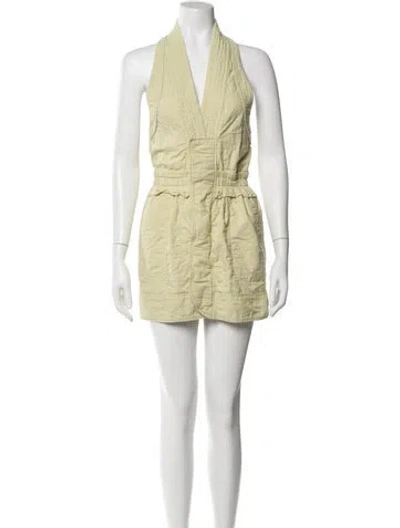 Pre-owned Isabel Marant V-neck Mini Dress In Yellow