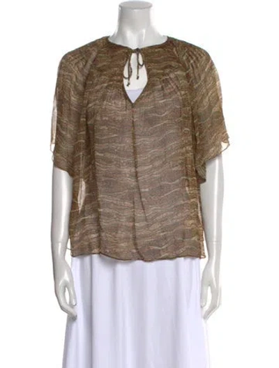 Pre-owned Isabel Marant V-neck Short Sleeve Blouse W/ Tags In Brown