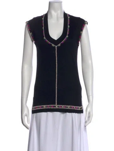 Pre-owned Isabel Marant V-neck Sleeveless Top In Black