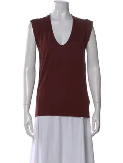 Pre-owned Isabel Marant V-neck Sleeveless T-shirt In Burgundy