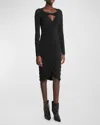 ISABEL MARANT VOLGANE RUCHED JERSEY LONG-SLEEVE DRESS