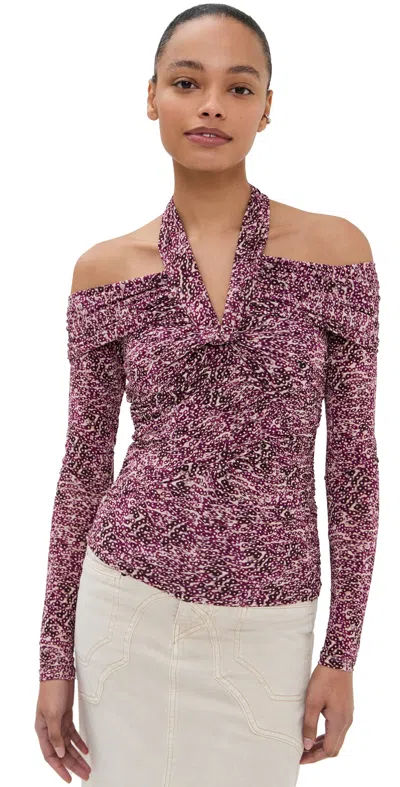 ISABEL MARANT VONDA TOP PURPLE/ECRU