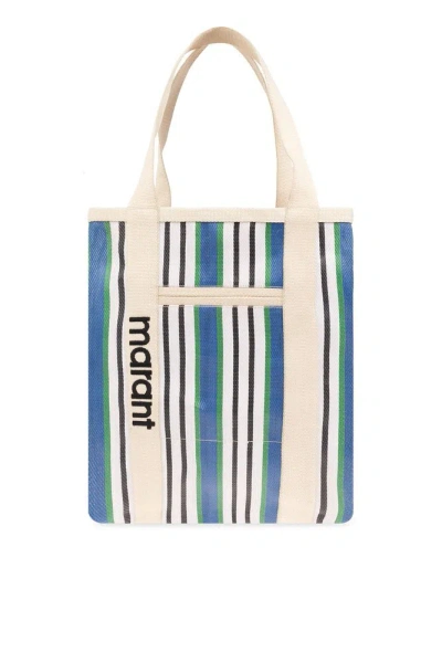 Isabel Marant Warden Striped Top Handle Bag In Blue