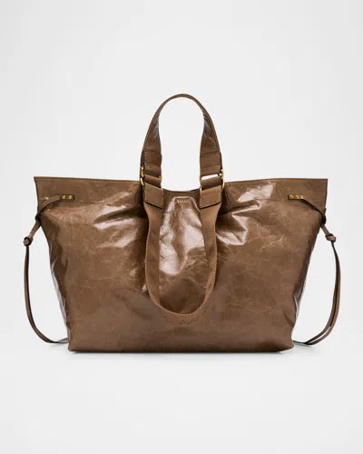 Isabel Marant Wardy Double-handle Leather Tote Bag In Dark Khaki